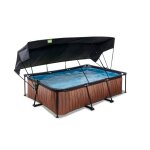 Piscine enfant wood 200x150x65 cm + filtre  cartouche + voile d'ombrage