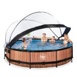 Piscine enfant wood ronde : 300x76cm + filtre  cartouche + dme