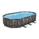 Piscine ovale bestway power steel : 610 x 366 x 122 cm - bois