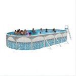 Piscine hors sol en acier ovale mosaiko 915 x 457 x 120 cm + finition acier blanc