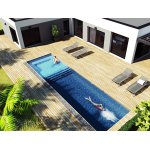 Structure spa de nage polystyrène 9 x 3 x 1. 00 à 1. 25 m + escalier + espace spa Structure spa de nage polystyrène 9 x 3 x 1. 00 à 1. 25 m + escalier + espace spa