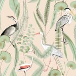 Dutch wallcoverings papier peint flamingo crme et menthe