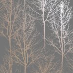 Dutch wallcoverings papier peint rhea trees gris et dor rose