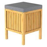 Eisl panier  linge 2 en 1 avec coussin de sige bambou 39x39x52, 5 cm