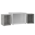 Fmd table basse avec 2 tables d'appoint 67, 5x67, 5x50 cm blanc et béton Fmd table basse avec 2 tables d'appoint 67, 5x67, 5x50 cm blanc et béton