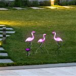 Hi pieu de jardin solaire � led flamant rose 3 pcs