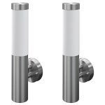 Vidaxl 2 appliques murales cylindriques en acier inoxydable