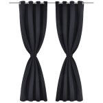 Vidaxl 2 pcs rideau blackout occultant noir avec ?illets en métal 135x245cm Vidaxl 2 pcs rideau blackout occultant noir avec ?illets en métal 135x245cm