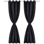 Vidaxl 2 pcs rideau blackout occultant noir avec ?illets en m�tal 135x245cm
