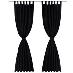 Vidaxl 2 pcs rideau � passant micro satin noir 140 x 175 cm