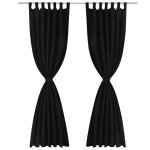 Vidaxl 2 pcs rideau  passant micro satin noir 140 x 175 cm