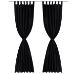 Vidaxl 2 pcs rideau � passant micro satin noir 140 x 225 cm
