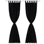 Vidaxl 2 pcs rideau � passant micro satin noir 140 x 245 cm