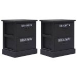 Vidaxl 2 pcs tables de chevet noir 38x28x45 cm bois de paulownia