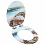 Vidaxl lot de 2 si�ges wc mdf couvercle fermeture en douceur coquille