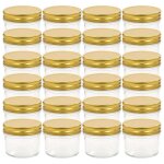 Vidaxl 24 pcs pots � confiture avec couvercles dor�s verre 110 ml