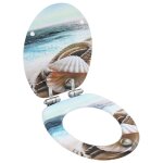 Vidaxl lot de 2 siges wc mdf couvercle fermeture en douceur coquille