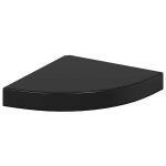 Vidaxl 323889 floating corner shelf high gloss black 25x25x3, 8 cm mdf