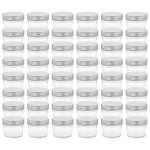 Vidaxl 48 pcs pots  confiture avec couvercles argents verre 110 ml