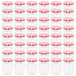 Vidaxl 48 pcs pots � confiture couvercle blanc et rouge verre 230 ml
