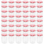 Vidaxl 48 pcs pots  confiture couvercle blanc et rouge verre 230 ml