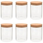 Vidaxl 6 pcs pots de conservation en verre et couvercle en li�ge 650ml