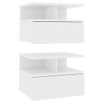 Vidaxl 800406 tables de chevet flottantes 2 pcs blanc bois ing�nierie