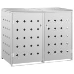 Vidaxl abri de poubelle double sur roulettes 240 l acier inoxydable