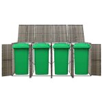 Vidaxl abri pour poubelle quadruple gris 274x80x117 cm r�sine tress�e