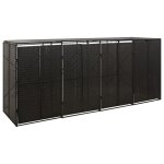 Vidaxl abri pour poubelle quadruple noir 274x80x117 cm r�sine tress�e