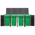 Vidaxl abri pour poubelle quadruple noir 274x80x117 cm r�sine tress�e