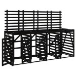 Vidaxl abri pour poubelle quadruple sur roulettes noir bois de pin