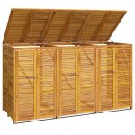 Vidaxl abri � poubelle triple 210x89x117 cm bois massif d'acacia