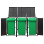 Vidaxl abri pour poubelle triple noir 207x80x117 cm r�sine tress�e