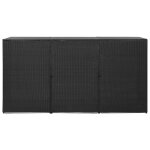 Vidaxl abri pour poubelle triple noir 229x78x120 cm r�sine tress�e