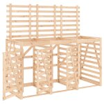 Vidaxl abri pour poubelle triple sur roulettes bois massif de pin