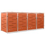 Vidaxl abri pour quatre poubelles 276, 5x77, 5x112, 5 cm inox