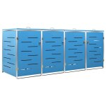 Vidaxl abri pour quatre poubelles 276, 5x77, 5x112, 5 cm inox