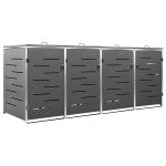 Vidaxl abri pour quatre poubelles 276, 5x77, 5x115 cm inox