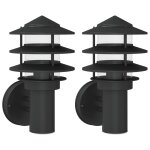 Vidaxl appliques murales d'extrieur 2 pcs noir acier inoxydable