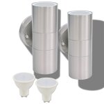 Vidaxl applique murale led d'ext�rieur 2 pcs acier inoxydable haut bas