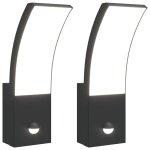 Vidaxl appliques murales led d'ext�rieur avec capteurs 2 pcs noir