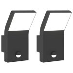 Vidaxl appliques murales led d'ext�rieur avec capteurs 2 pcs noir