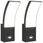 Vidaxl appliques murales led d'extrieur avec capteurs 2 pcs noir