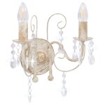 Vidaxl applique murale à perles blanc antique 2 ampoules e14 Vidaxl applique murale à perles blanc antique 2 ampoules e14