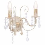 Vidaxl applique murale � perles blanc antique 2 ampoules e14