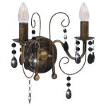 Vidaxl applique murale � perles noir antique 2 ampoules e14