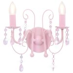 Vidaxl applique murale � perles rose 2 ampoules e14