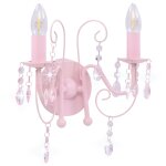 Vidaxl applique murale à perles rose 2 ampoules e14 Vidaxl applique murale à perles rose 2 ampoules e14
