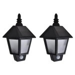 Vidaxl appliques murales solaires 2 pcs avec capteur de mouvement noir